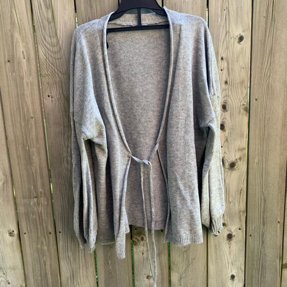 Shein Womans Grey Tie Up Cardigan Large LG - Picture 3 of 9